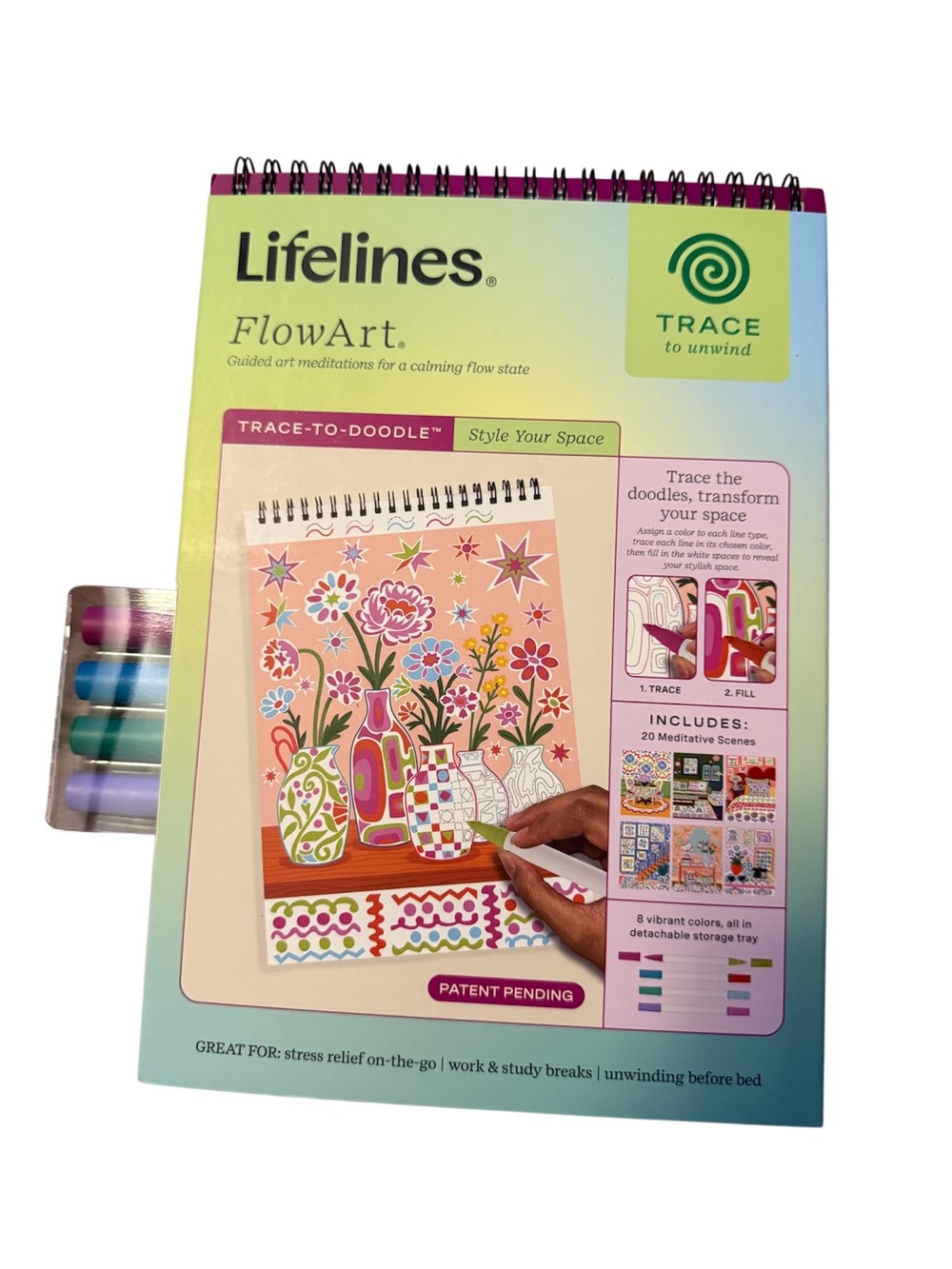 FlowArt Trace-to-Doodle Guided Art Kit - Pink/Multicolor